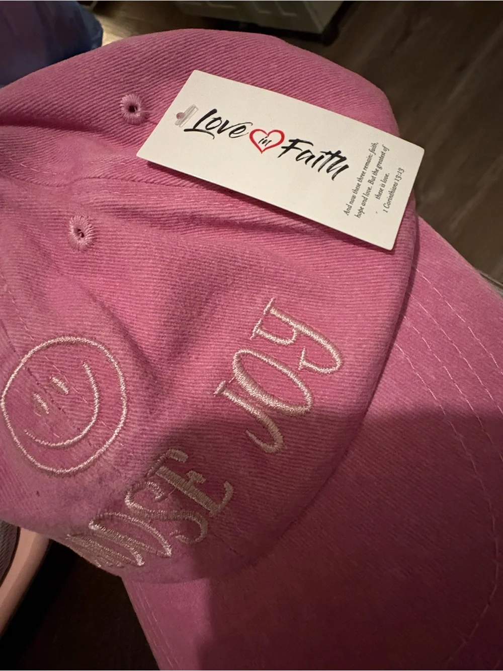 Choose Joy Embroidered Pink Baseball Cap